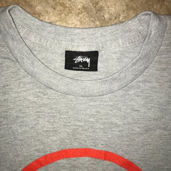 Men's Stussy Logos Long Sleeve Gray T-shirt -Size: XL - Picture 6 of 10